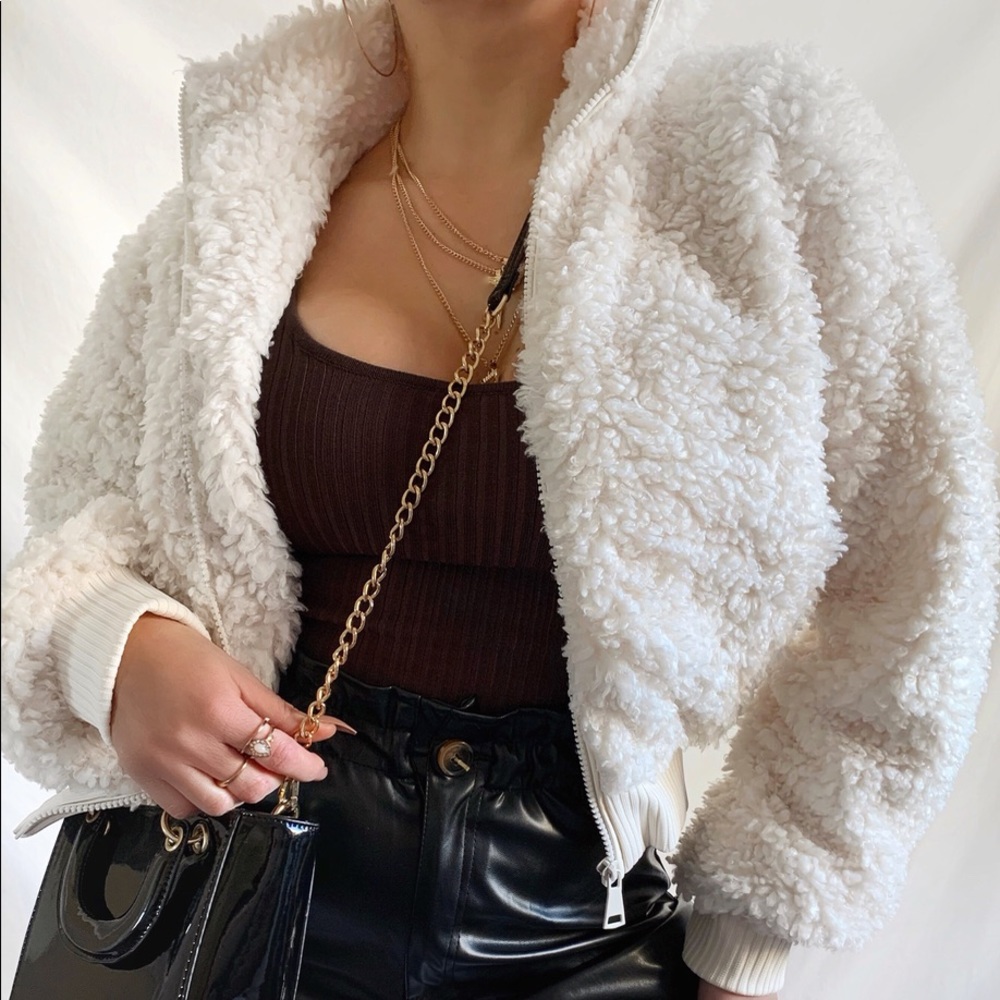IVORY sherpa bomber jacket